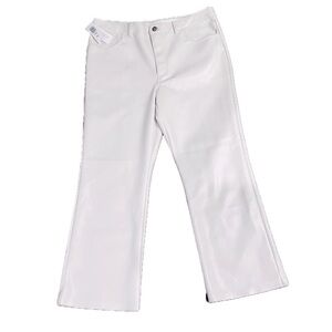 👖👜 ARITZIA Sunday Best Faux Leather‎ Ankle Crop Pants | Cream Ecru Sz 10 NWT
